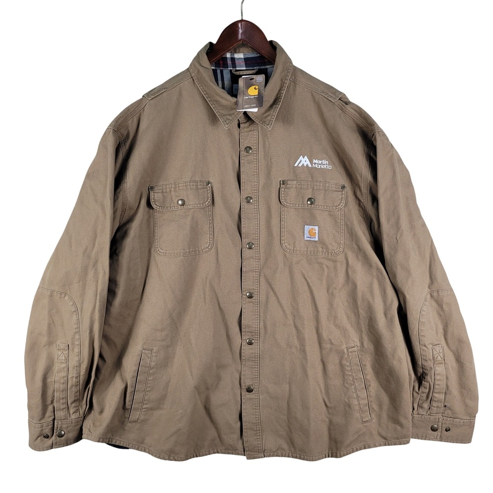 NEW Carhartt Jacket Men's Size 3XL Snap Button Plaid Hubbard Lined Canvas 100590
